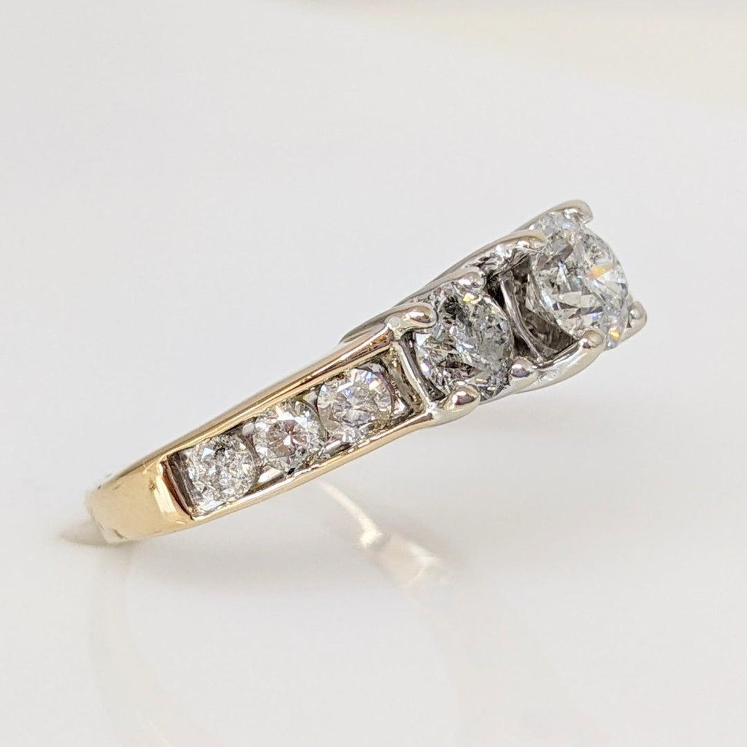 14K 1.87 CARAT TOTAL WEIGHT I2 H DIAMOND ROUND (9) ESTATE TRINITY RING 4.8 GRAMS