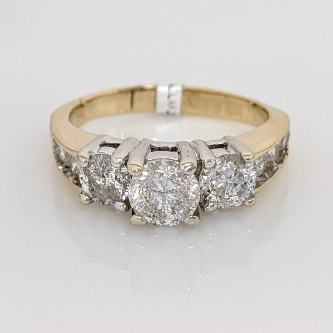 14K 1.87 CARAT TOTAL WEIGHT I2 H DIAMOND ROUND (9) ESTATE TRINITY RING 4.8 GRAMS