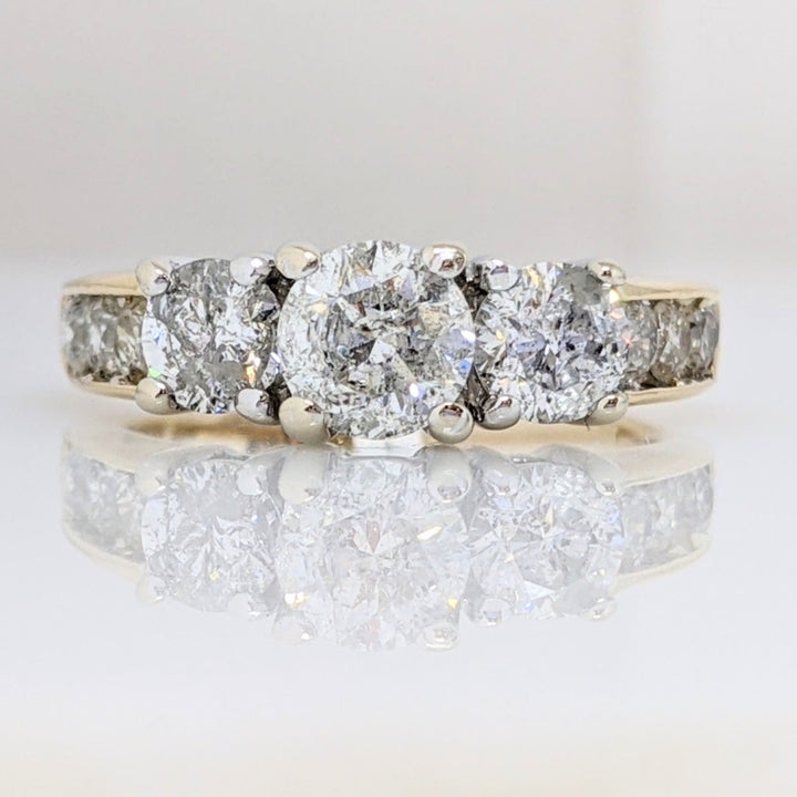 14K 1.87 CARAT TOTAL WEIGHT I2 H DIAMOND ROUND (9) ESTATE TRINITY RING 4.8 GRAMS