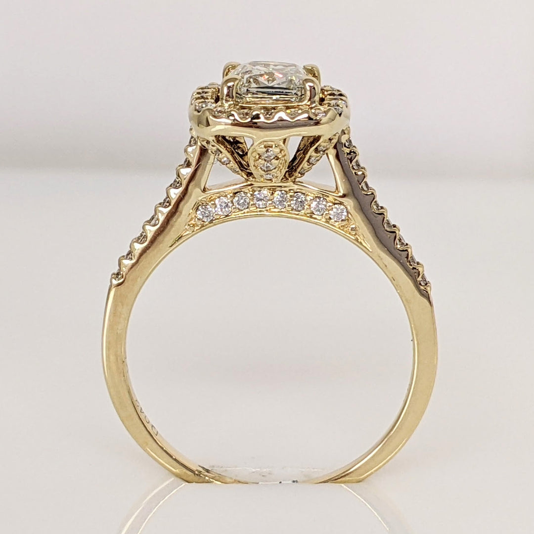 14K 1.68 CARAT TOTAL WEIGHT SI1 J DIAMOND CUSHION HALO ESTATE RING 3.4 GRAMS