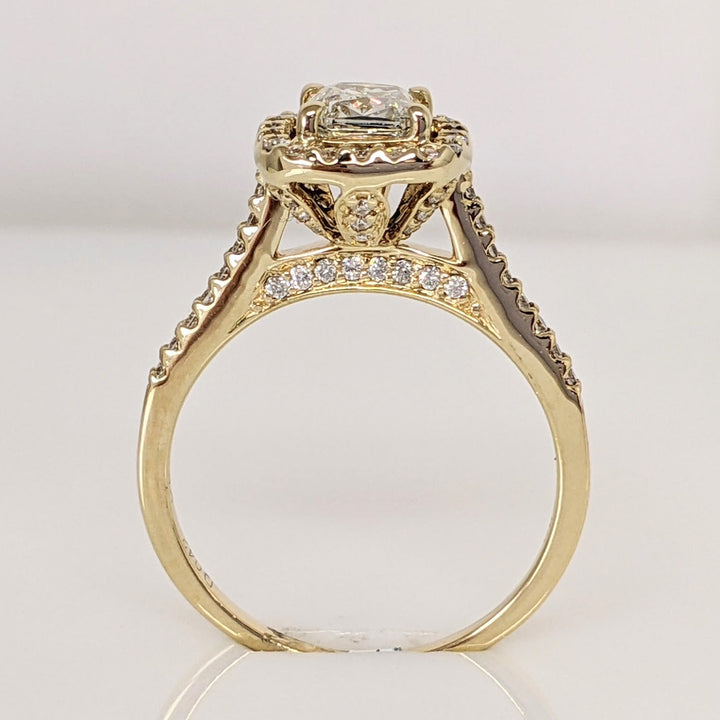 14K 1.68 CARAT TOTAL WEIGHT SI1 J DIAMOND CUSHION HALO ESTATE RING 3.4 GRAMS