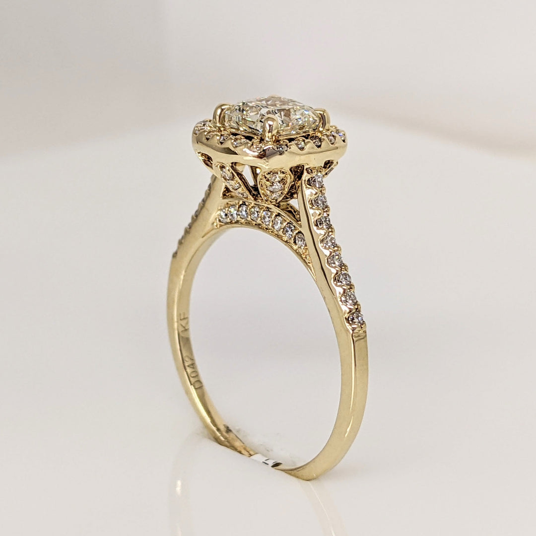 14K 1.68 CARAT TOTAL WEIGHT SI1 J DIAMOND CUSHION HALO ESTATE RING 3.4 GRAMS