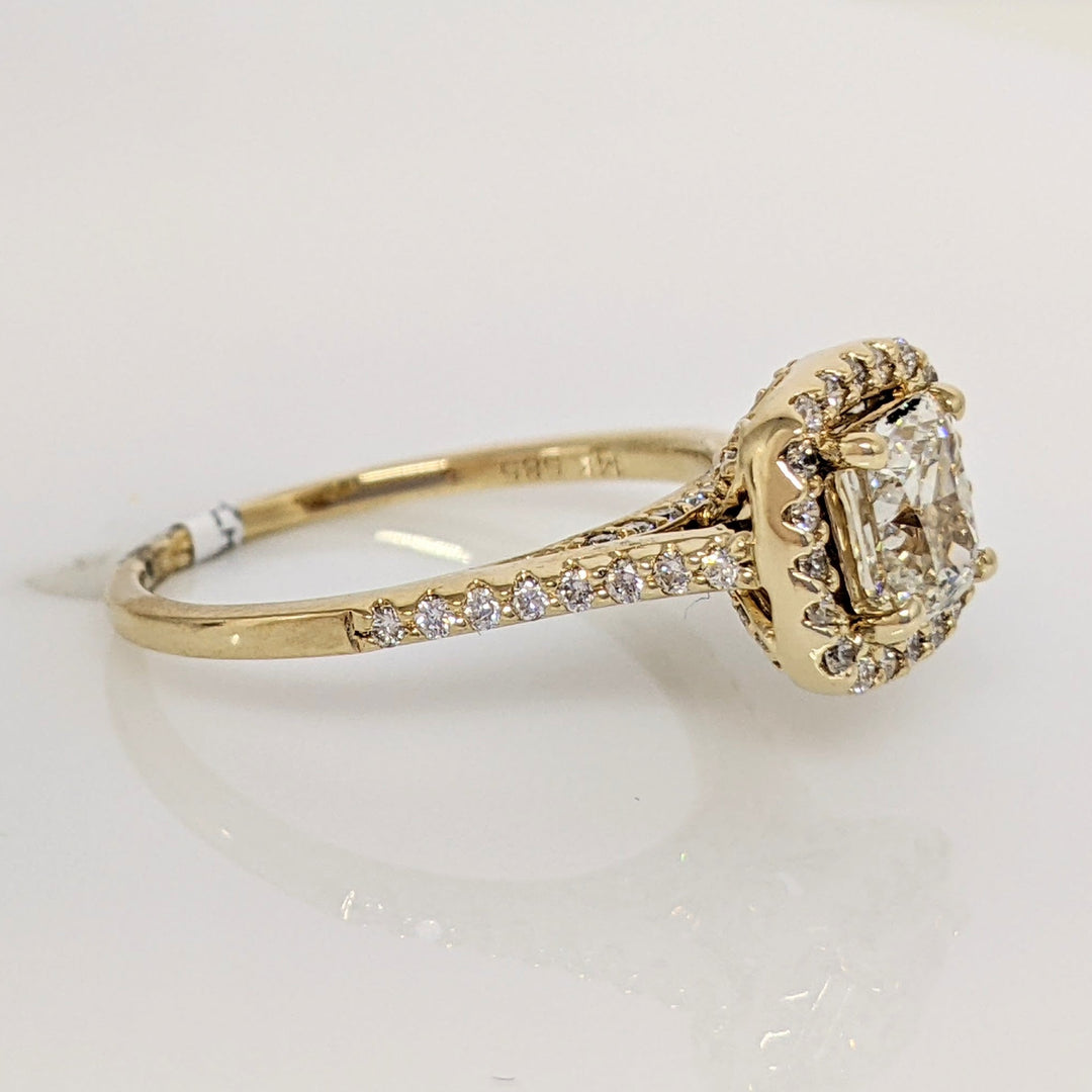 14K 1.68 CARAT TOTAL WEIGHT SI1 J DIAMOND CUSHION HALO ESTATE RING 3.4 GRAMS