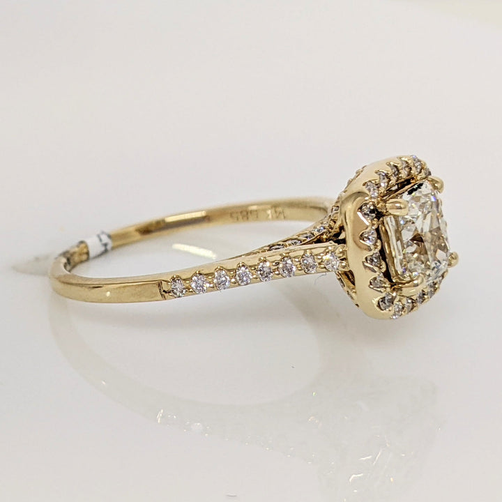 14K 1.68 CARAT TOTAL WEIGHT SI1 J DIAMOND CUSHION HALO ESTATE RING 3.4 GRAMS