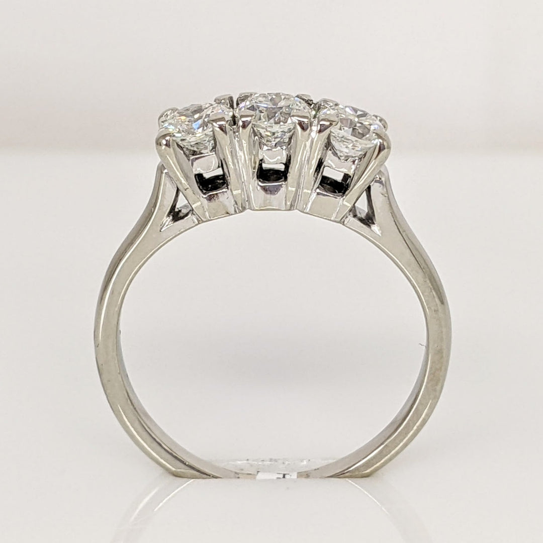 14K WHITE .83 CARAT TOTAL WEIGHT VS2 I DIAMOND ROUND (3) EUROPEAN CUT ESTATE RING 2.9 GRAMS