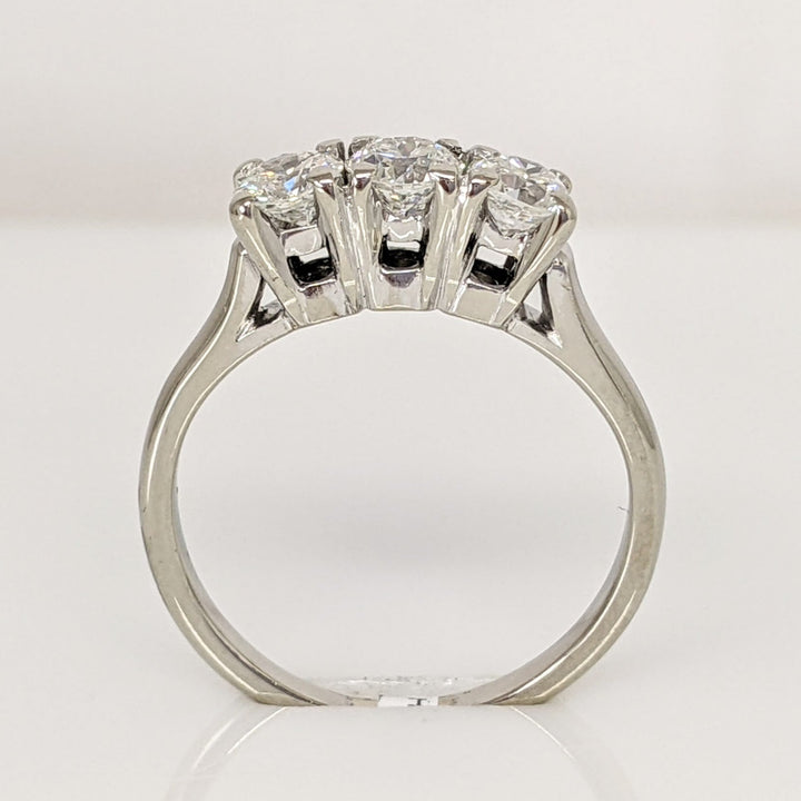14K WHITE .83 CARAT TOTAL WEIGHT VS2 I DIAMOND ROUND (3) EUROPEAN CUT ESTATE RING 2.9 GRAMS