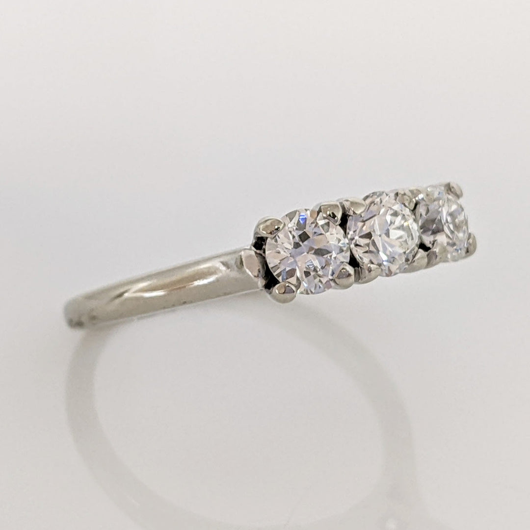 14K WHITE .83 CARAT TOTAL WEIGHT VS2 I DIAMOND ROUND (3) EUROPEAN CUT ESTATE RING 2.9 GRAMS