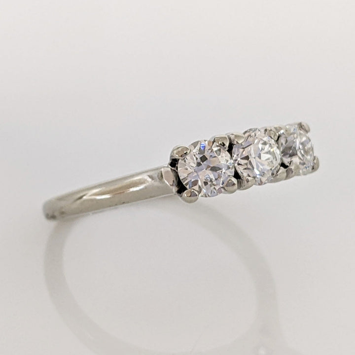 14K WHITE .83 CARAT TOTAL WEIGHT VS2 I DIAMOND ROUND (3) EUROPEAN CUT ESTATE RING 2.9 GRAMS