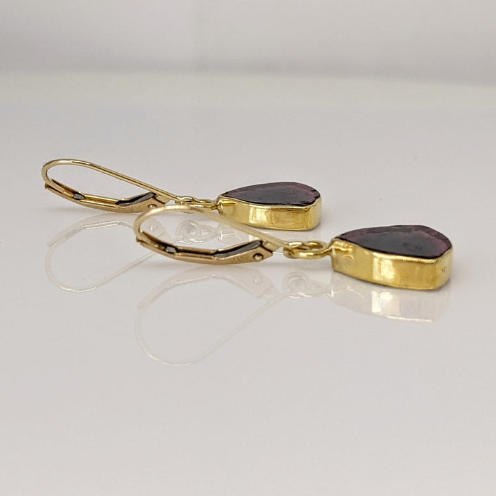 14K BI-COLORED TOURMALINE FREE FORM ESTATE LEVERBACK EARRINGS 2.7 GRAMS