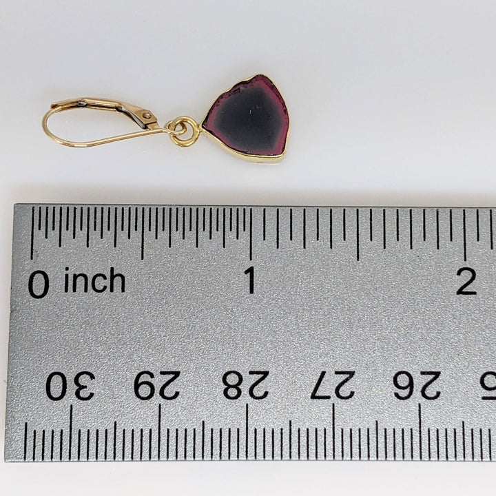 14K BI-COLORED TOURMALINE FREE FORM ESTATE LEVERBACK EARRINGS 2.7 GRAMS