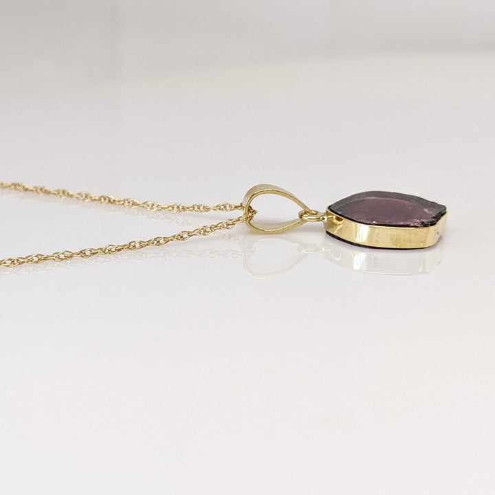 14K BI-COLORED TOURMALINE 11MM BEZEL ESTATE PENDANT & CHAIN 2.3 GRAMS