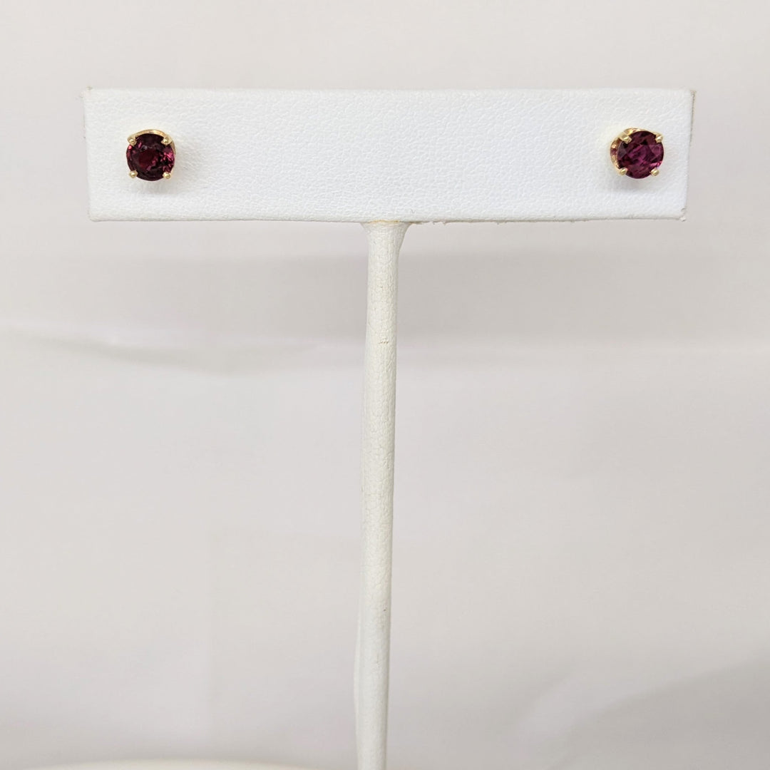 14K RUBY "AA" ROUND 5MM ESTATE STUD EARRINGS 1.6 GRAMS