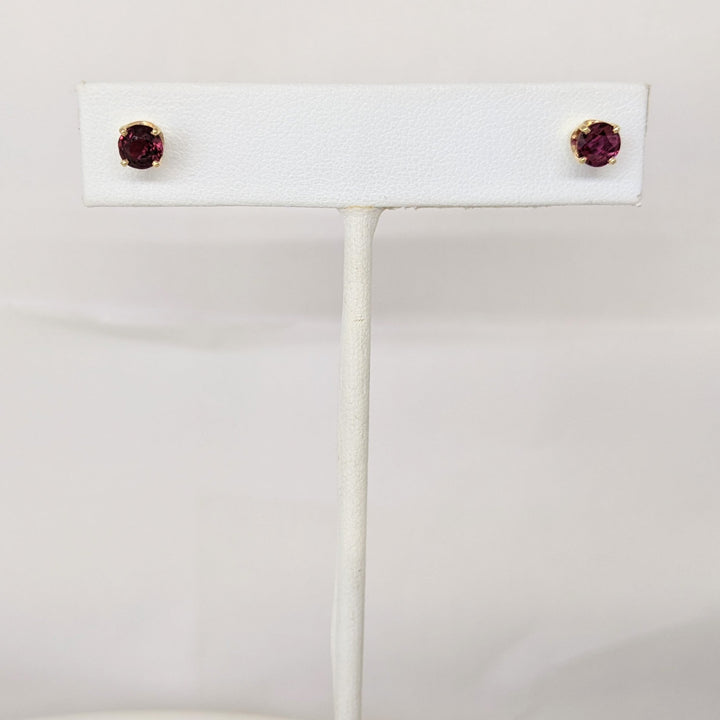 14K RUBY "AA" ROUND 5MM ESTATE STUD EARRINGS 1.6 GRAMS