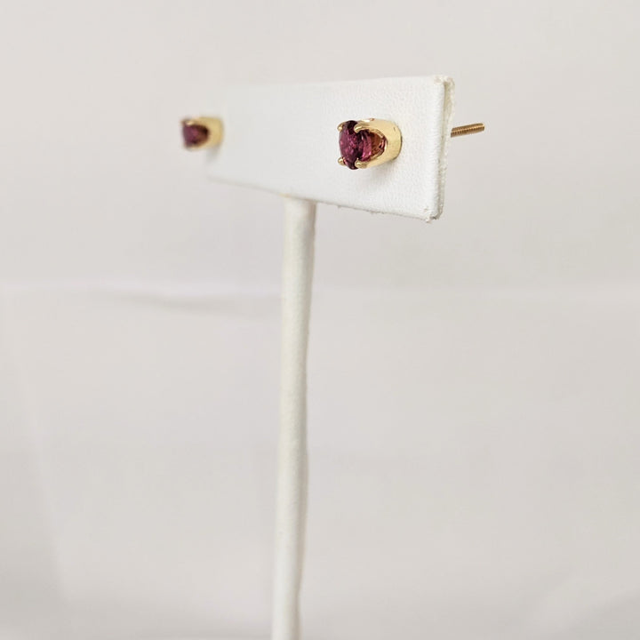 14K RUBY "AA" ROUND 5MM ESTATE STUD EARRINGS 1.6 GRAMS
