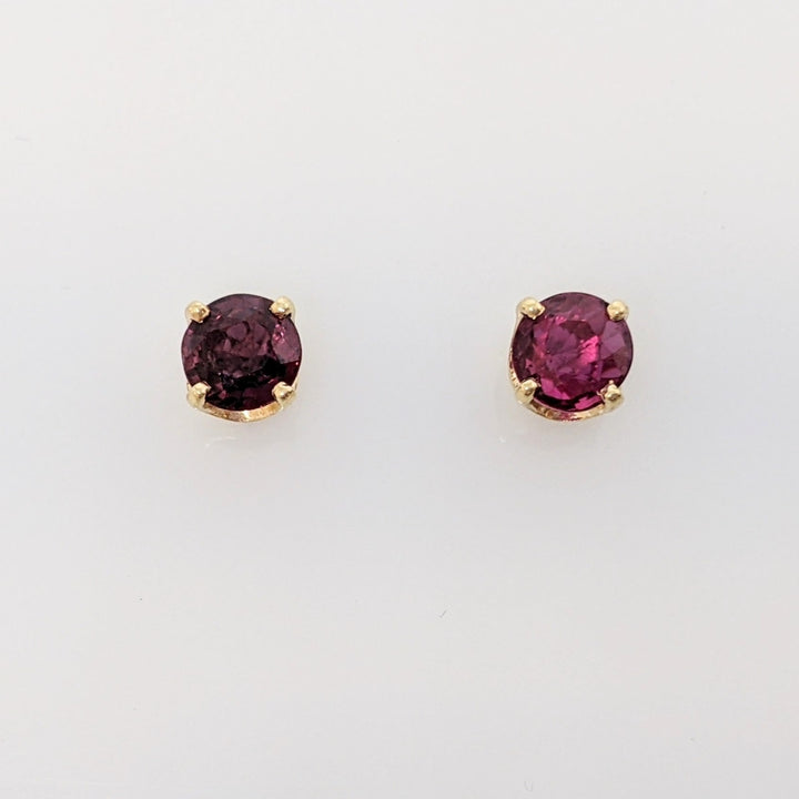 14K RUBY "AA" ROUND 5MM ESTATE STUD EARRINGS 1.6 GRAMS