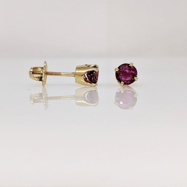 14K RUBY "AA" ROUND 5MM ESTATE STUD EARRINGS 1.6 GRAMS