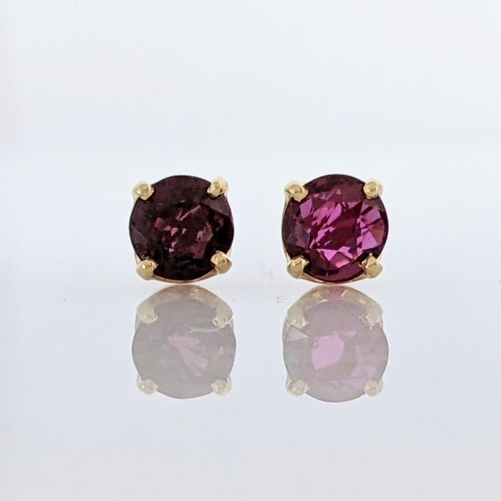 14K RUBY "AA" ROUND 5MM ESTATE STUD EARRINGS 1.6 GRAMS