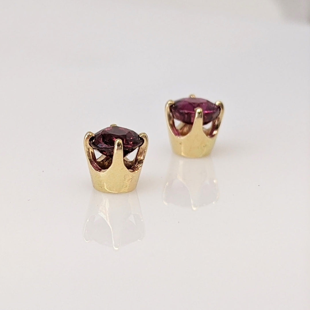 14K RUBY "AA" ROUND 5MM ESTATE STUD EARRINGS 1.6 GRAMS