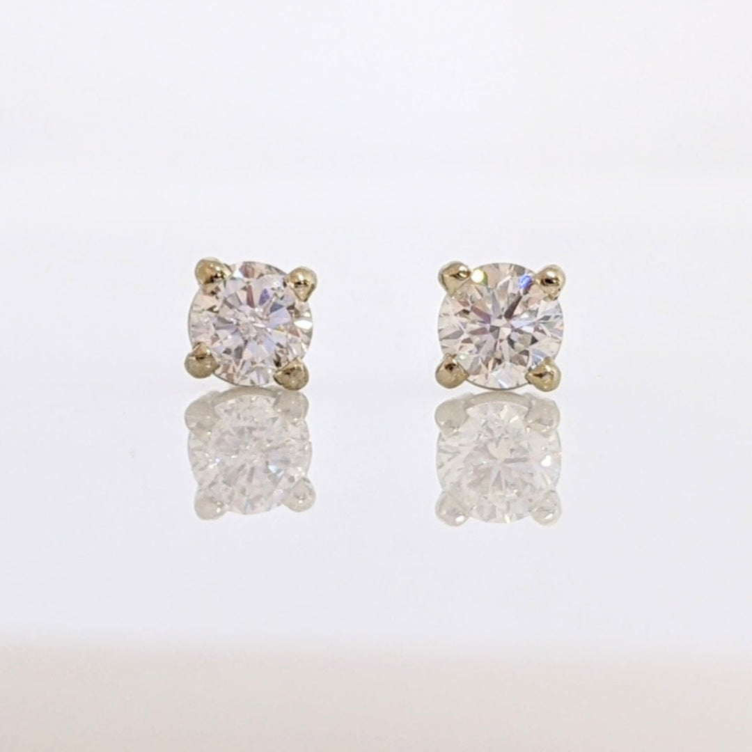 14K WHITE .46 CARAT TOTAL WEIGHT I1 H DIAMOND ROUND (2) ESTATE STUD EARRINGS 1.2 GRAMS