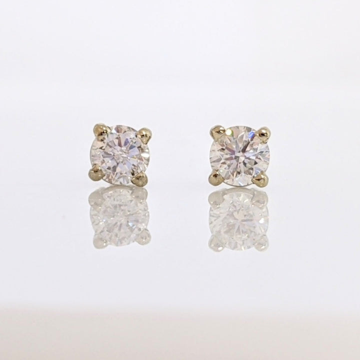 14K WHITE .46 CARAT TOTAL WEIGHT I1 H DIAMOND ROUND (2) ESTATE STUD EARRINGS 1.2 GRAMS