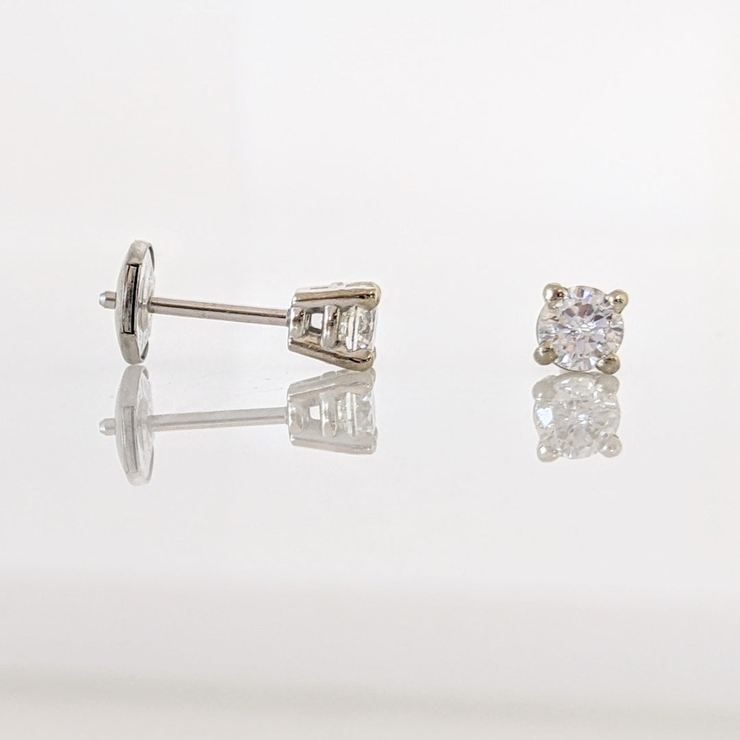 14K WHITE .46 CARAT TOTAL WEIGHT I1 H DIAMOND ROUND (2) ESTATE STUD EARRINGS 1.2 GRAMS