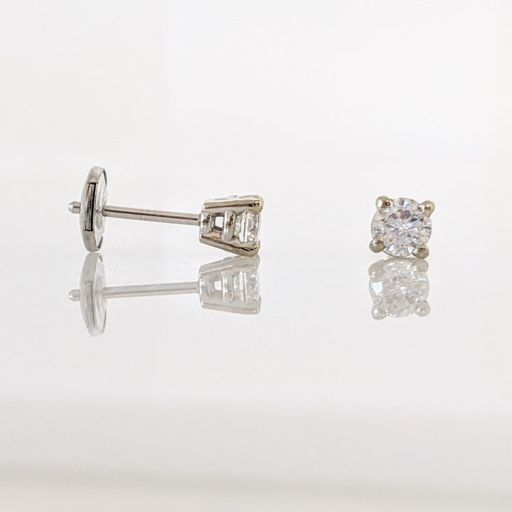 14K WHITE .46 CARAT TOTAL WEIGHT I1 H DIAMOND ROUND (2) ESTATE STUD EARRINGS 1.2 GRAMS