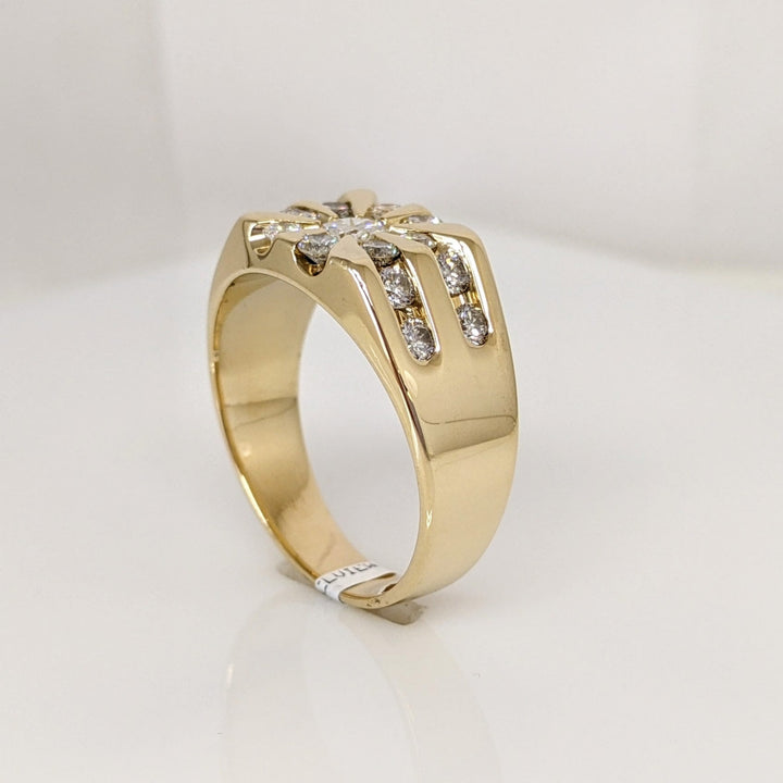 14K 1.02 CARAT TOTAL WEIGHT SI1-SI2 H DIAMOND ROUND (17) CHANNEL CLUSTER ESTATE RING 8.9 GRAMS