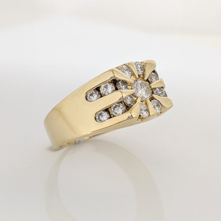 14K 1.02 CARAT TOTAL WEIGHT SI1-SI2 H DIAMOND ROUND (17) CHANNEL CLUSTER ESTATE RING 8.9 GRAMS