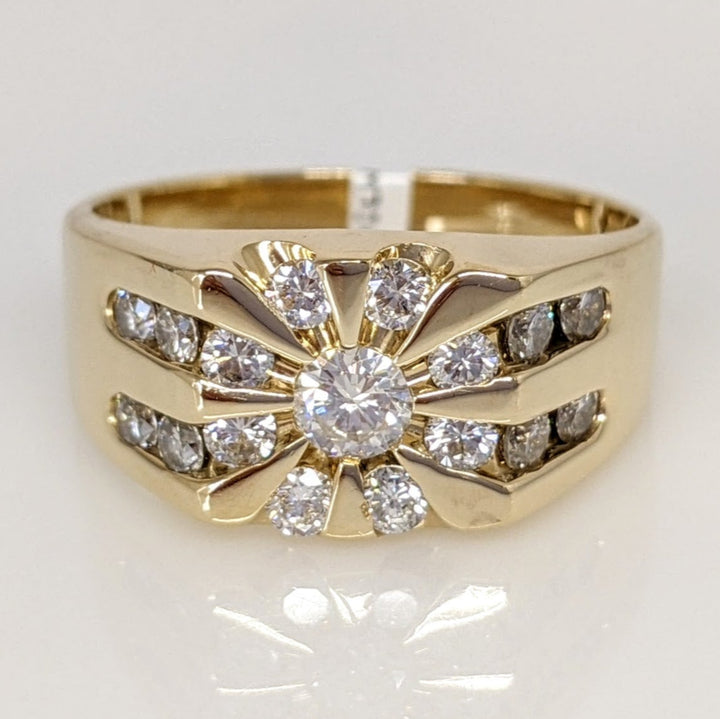 14K 1.02 CARAT TOTAL WEIGHT SI1-SI2 H DIAMOND ROUND (17) CHANNEL CLUSTER ESTATE RING 8.9 GRAMS