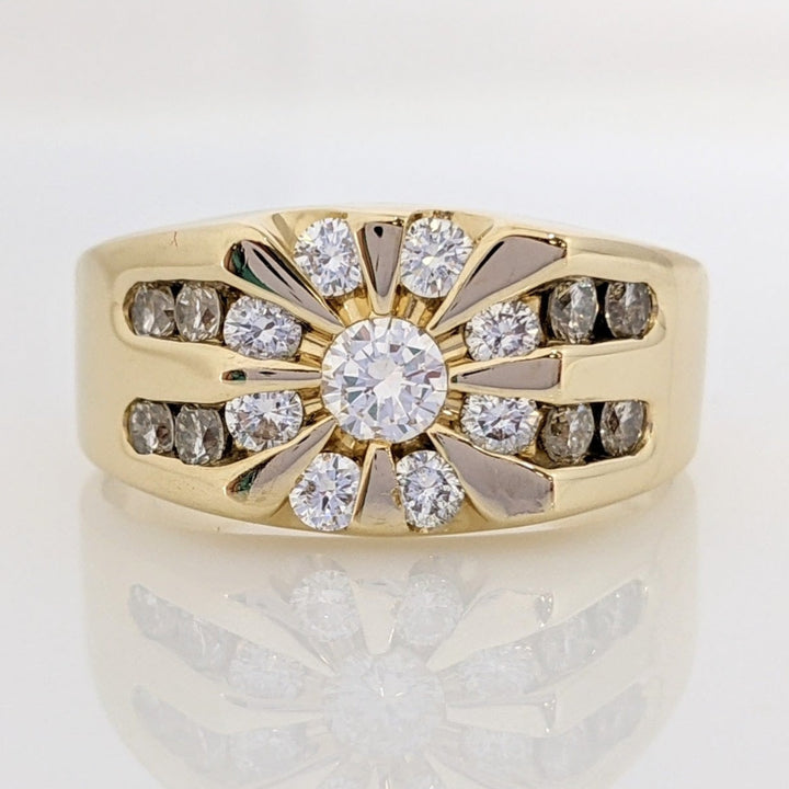 14K 1.02 CARAT TOTAL WEIGHT SI1-SI2 H DIAMOND ROUND (17) CHANNEL CLUSTER ESTATE RING 8.9 GRAMS