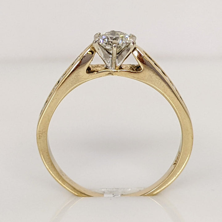 14K .41 CARAT TOTAL SI1 I DIAMOND ROUND (13) PRONG/ CHANNEL SET ESTATE RING 3.1 GRAMS