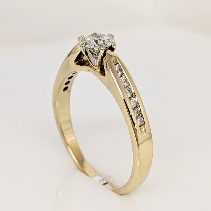 14K .41 CARAT TOTAL SI1 I DIAMOND ROUND (13) PRONG/ CHANNEL SET ESTATE RING 3.1 GRAMS