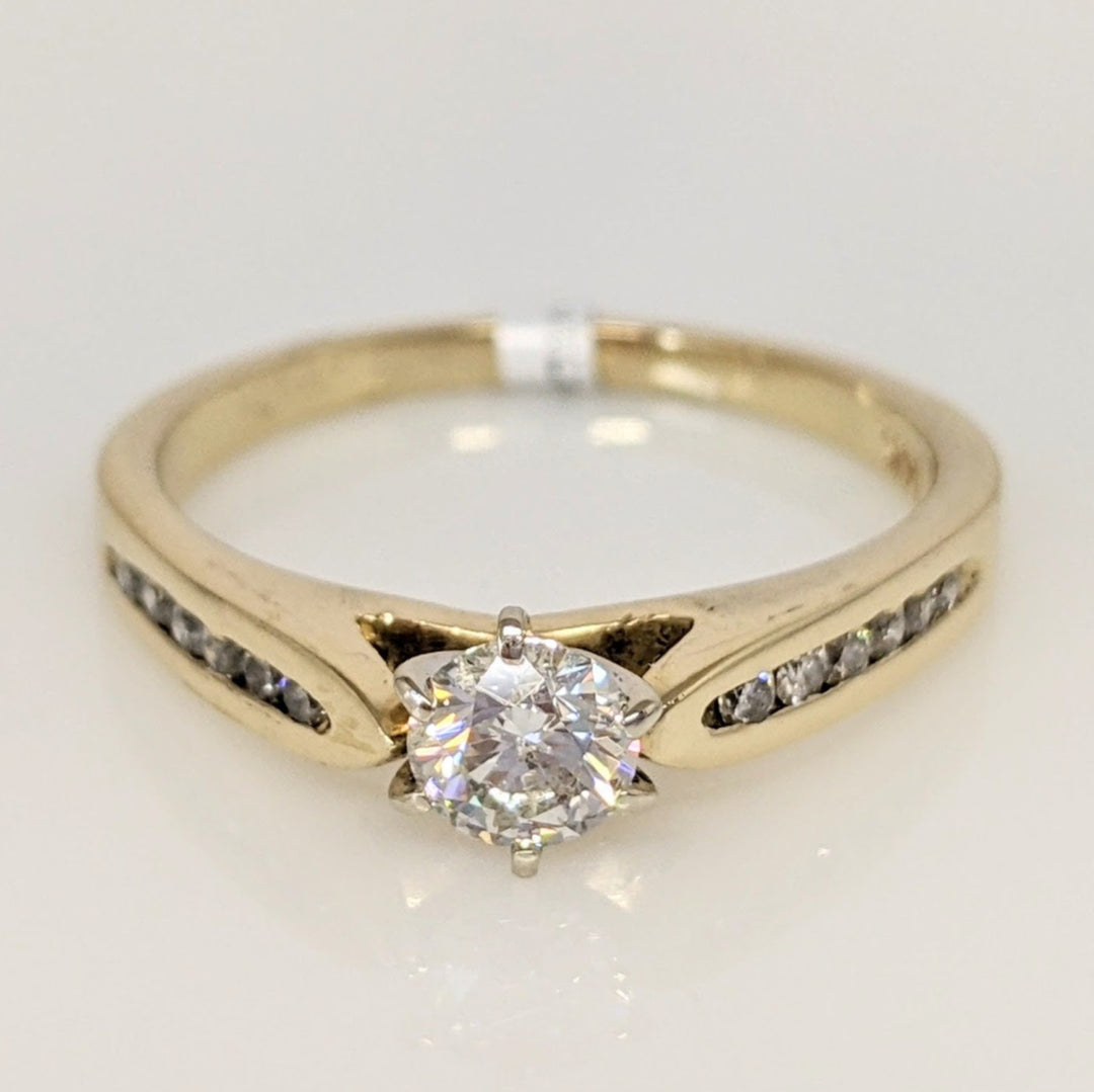 14K .41 CARAT TOTAL SI1 I DIAMOND ROUND (13) PRONG/ CHANNEL SET ESTATE RING 3.1 GRAMS