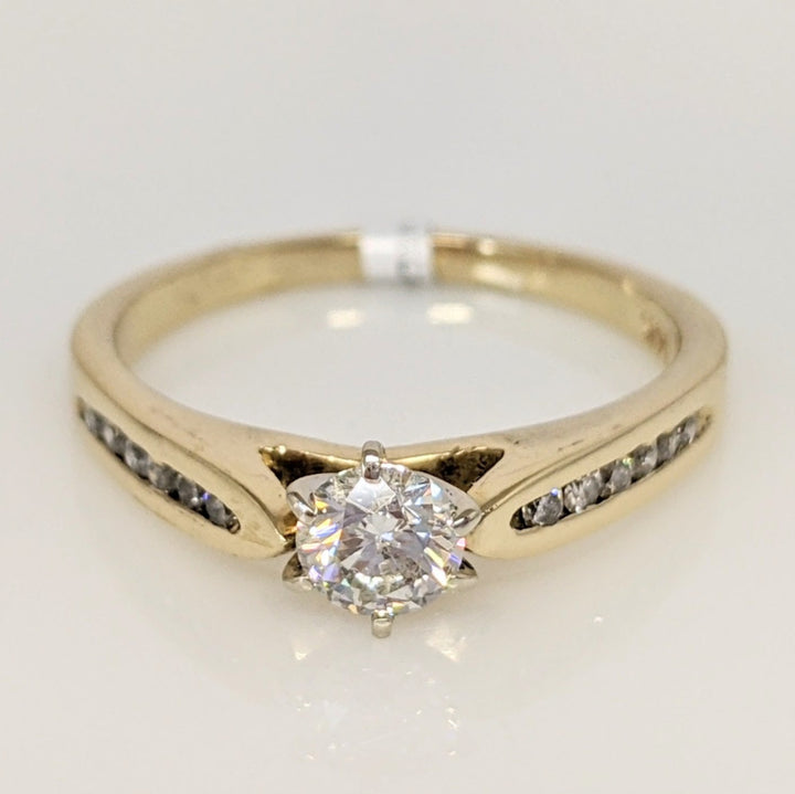14K .41 CARAT TOTAL SI1 I DIAMOND ROUND (13) PRONG/ CHANNEL SET ESTATE RING 3.1 GRAMS