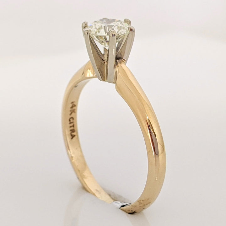 14K .76 CARAT TOTAL VS1 G DIAMOND ROUND ESTATE SOLITAIRE RING 3.1 GRAMS