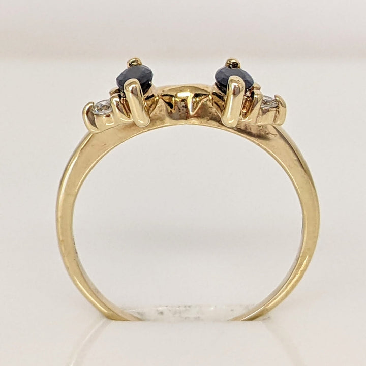 14K SAPPHIRE "AA" MARQUISE CUT 5X2.5 (2) WITH (2) DIAMOND MELEE ESTATE WRAP 1.9 GRAMS