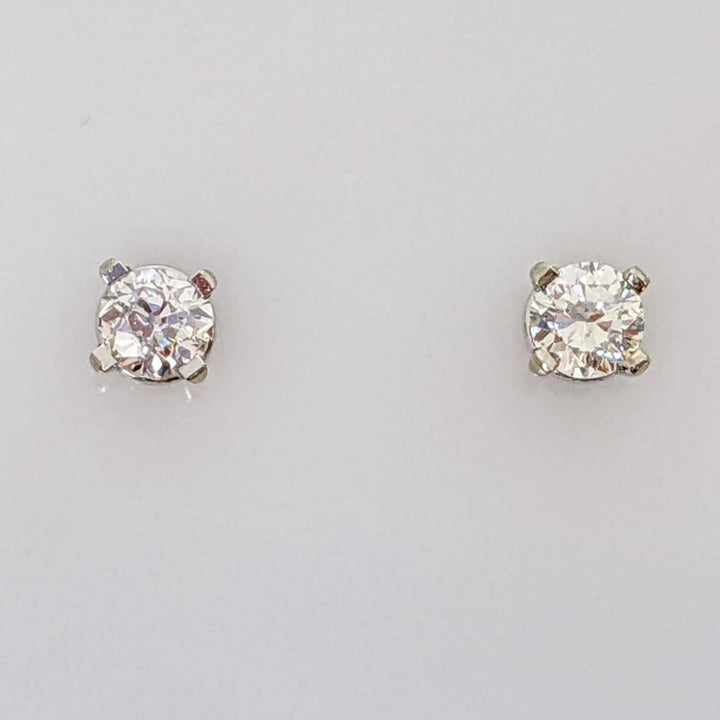 14K WHITE .36 CARAT TOTAL WEIGHT SI2 H DIAMOND ROUND (2) ESTATE STUD EARRINGS 0.7 GRAMS