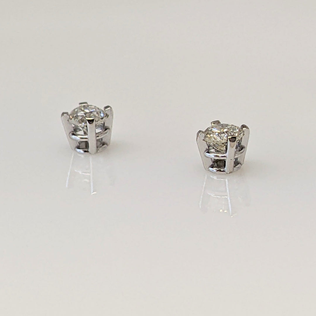 14K WHITE .36 CARAT TOTAL WEIGHT SI2 H DIAMOND ROUND (2) ESTATE STUD EARRINGS 0.7 GRAMS