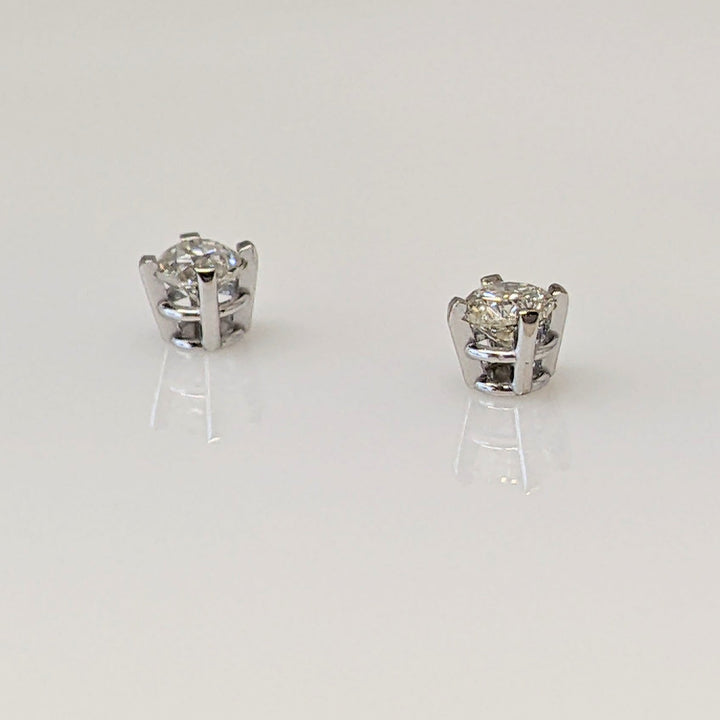 14K WHITE .36 CARAT TOTAL WEIGHT SI2 H DIAMOND ROUND (2) ESTATE STUD EARRINGS 0.7 GRAMS