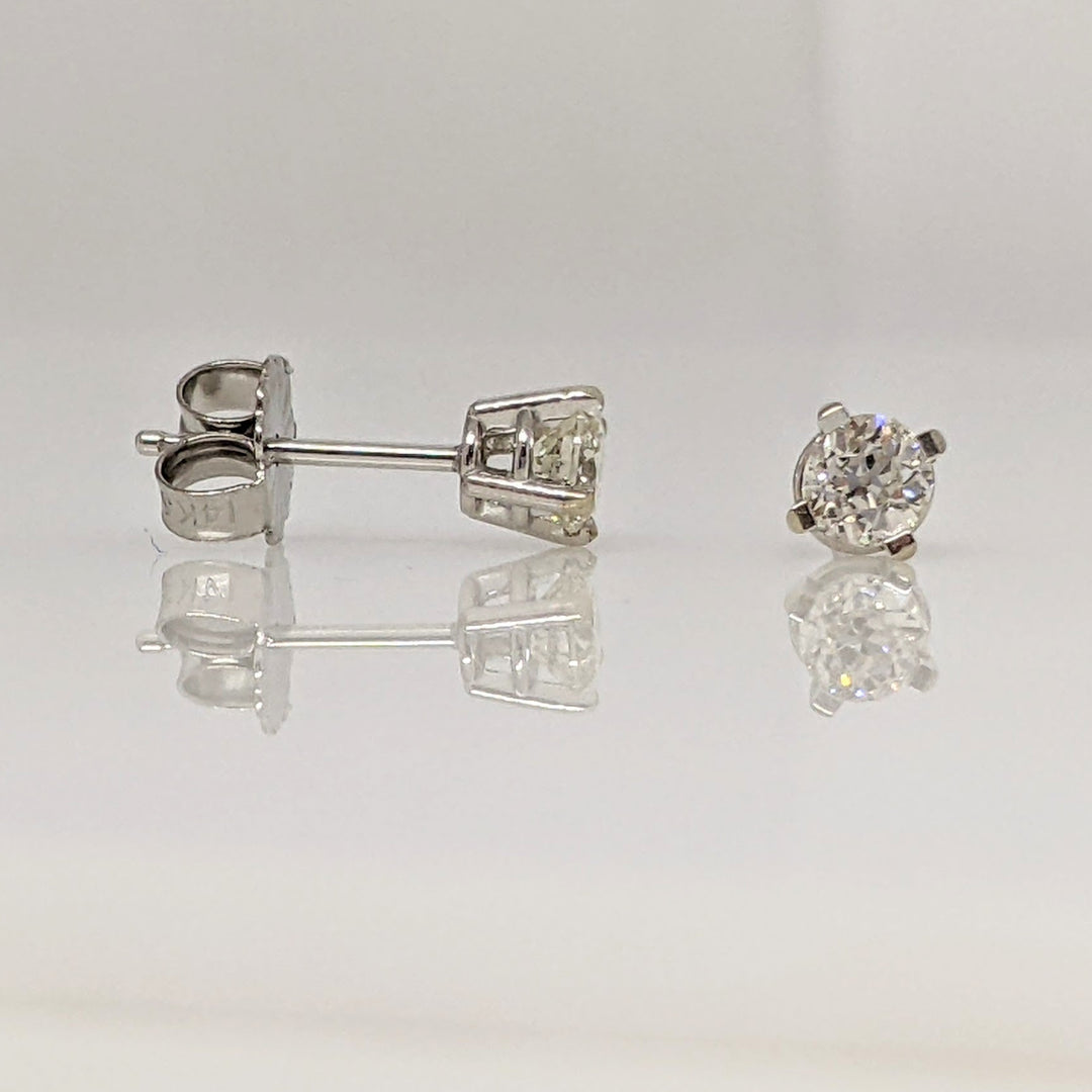 14K WHITE .36 CARAT TOTAL WEIGHT SI2 H DIAMOND ROUND (2) ESTATE STUD EARRINGS 0.7 GRAMS