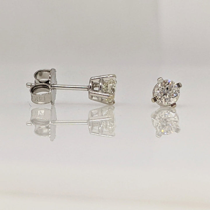 14K WHITE .36 CARAT TOTAL WEIGHT SI2 H DIAMOND ROUND (2) ESTATE STUD EARRINGS 0.7 GRAMS