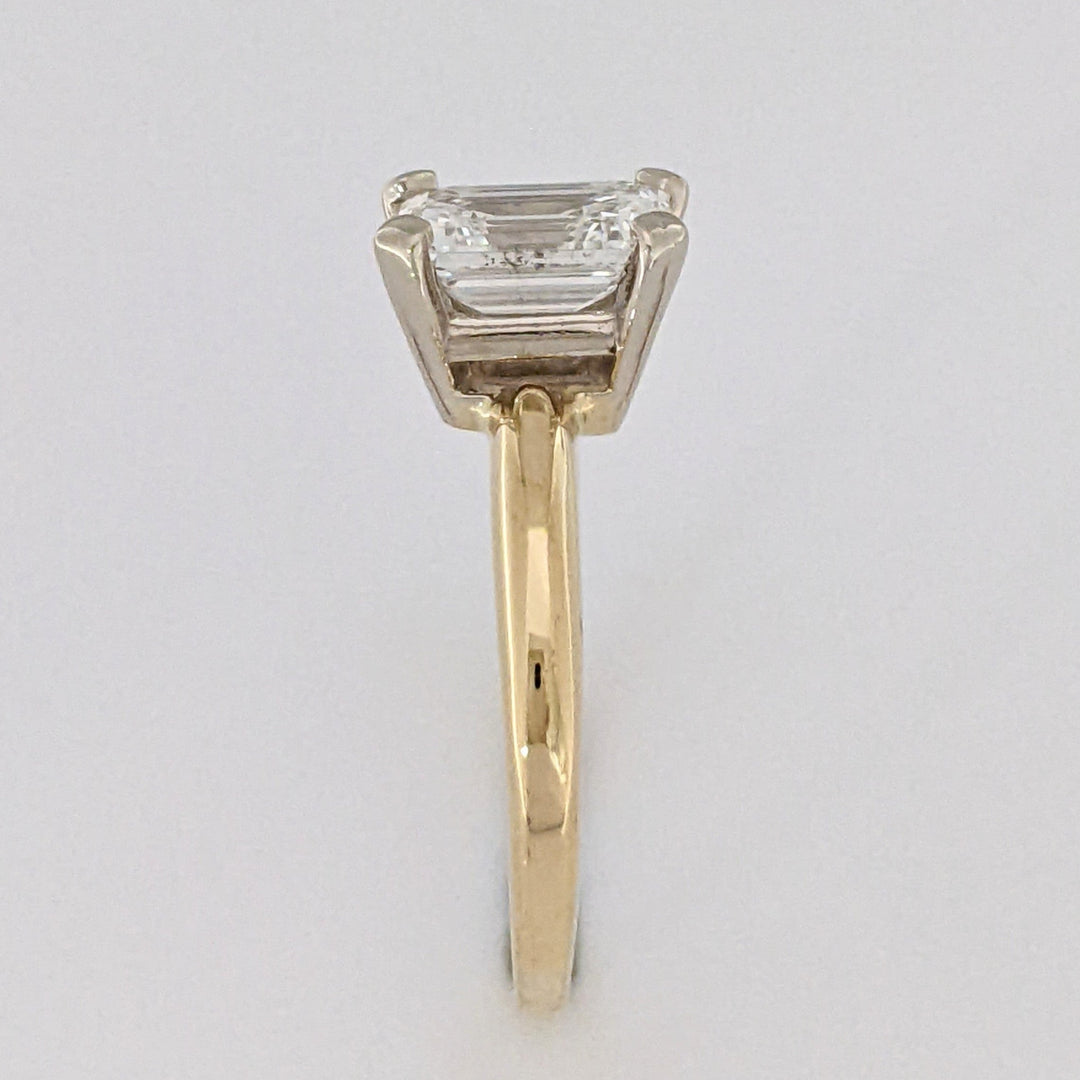 14K 1.21 CARAT TOTAL I1 G DIAMOND EMERALD CUT ESTATE SOLITAIRE RING 2.5 GRAMS