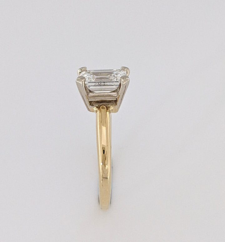 14K 1.21 CARAT TOTAL I1 G DIAMOND EMERALD CUT ESTATE SOLITAIRE RING 2.5 GRAMS