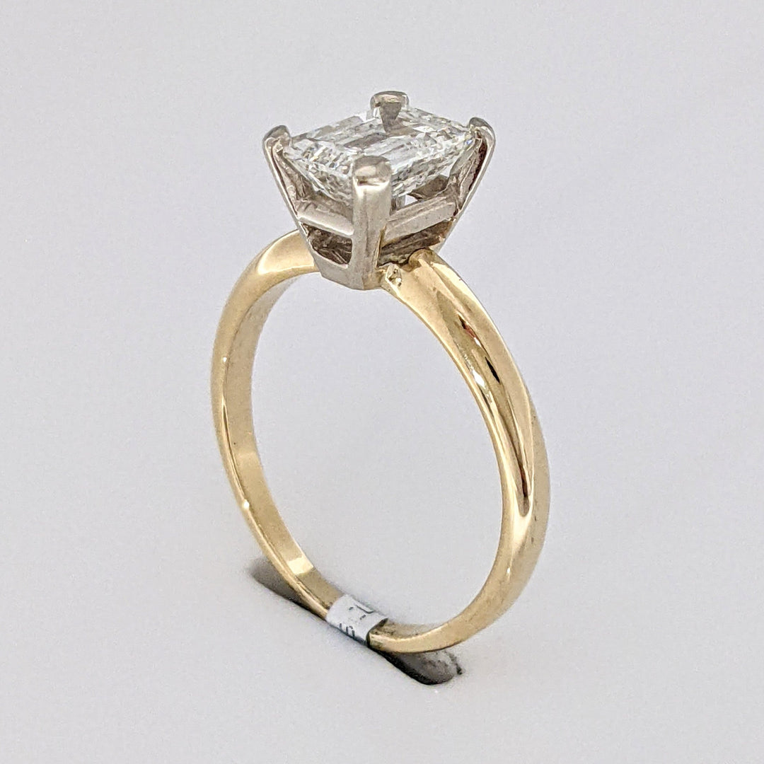14K 1.21 CARAT TOTAL I1 G DIAMOND EMERALD CUT ESTATE SOLITAIRE RING 2.5 GRAMS