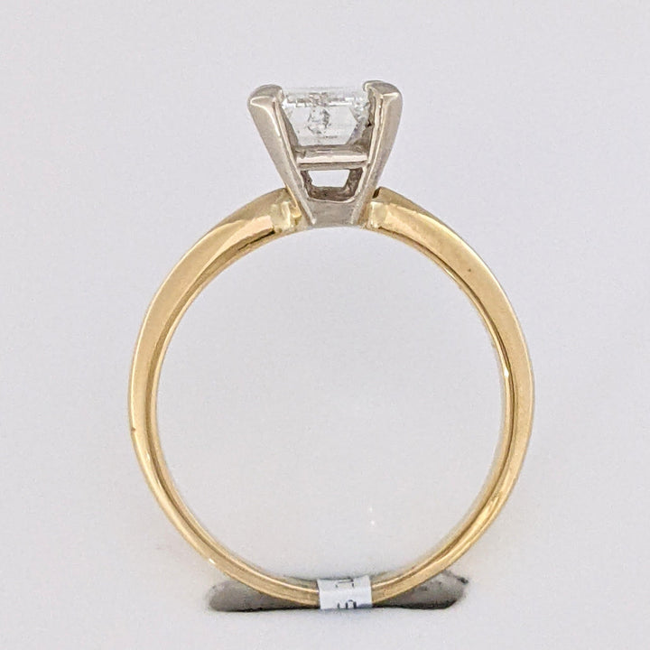 14K 1.21 CARAT TOTAL I1 G DIAMOND EMERALD CUT ESTATE SOLITAIRE RING 2.5 GRAMS
