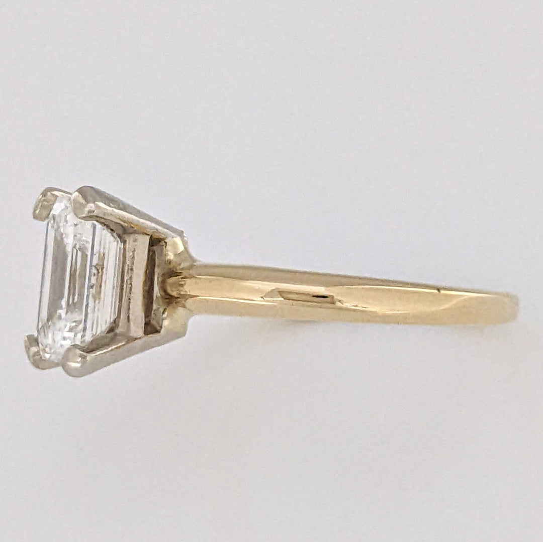14K 1.21 CARAT TOTAL I1 G DIAMOND EMERALD CUT ESTATE SOLITAIRE RING 2.5 GRAMS