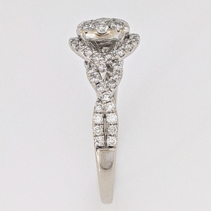 14K WHITE 1.20 CARAT TOTAL WIEGHT I1 H DIAMOND ROUND (59) CLUSTER TWIST ESTATE RING 3.5 GRAMS