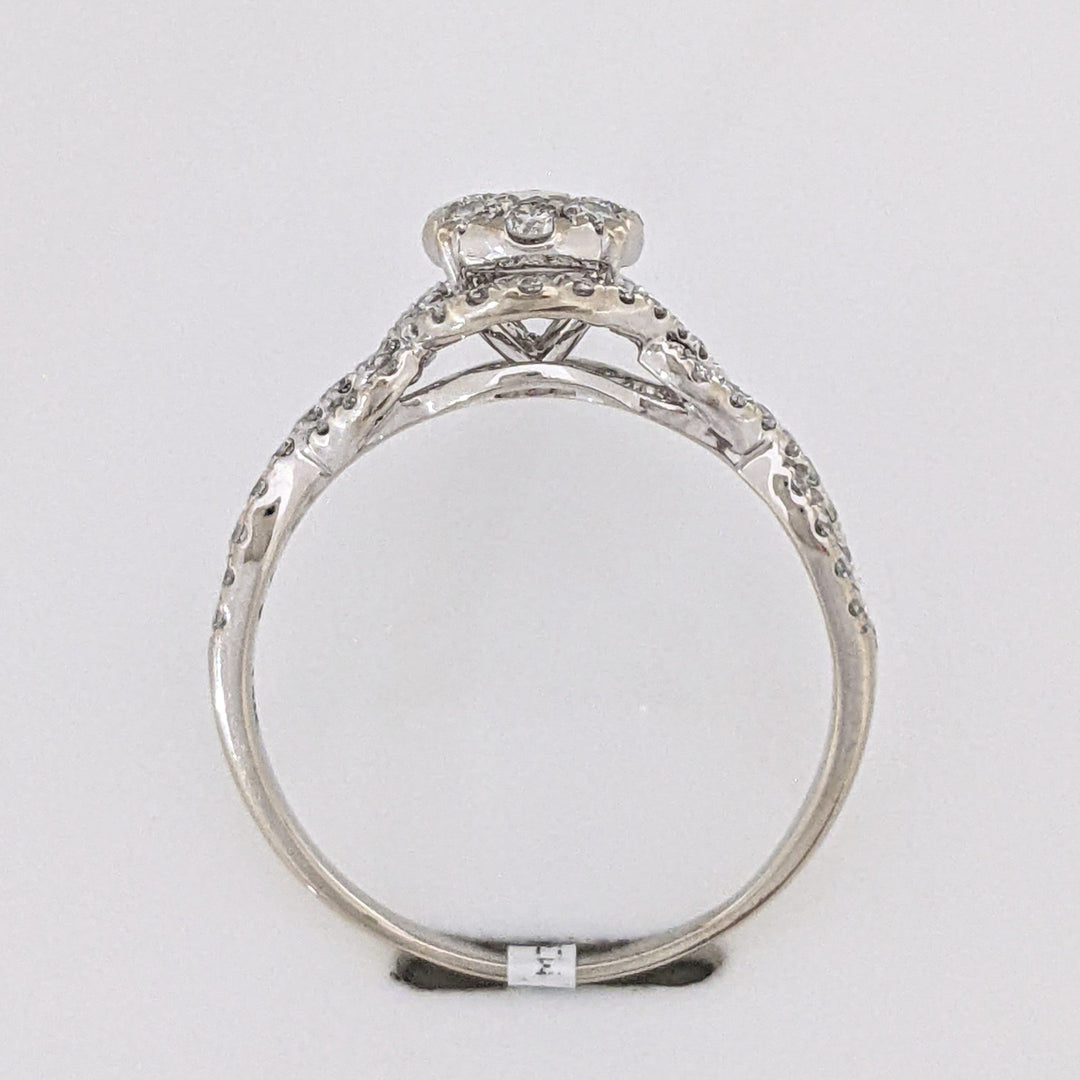 14K WHITE 1.20 CARAT TOTAL WIEGHT I1 H DIAMOND ROUND (59) CLUSTER TWIST ESTATE RING 3.5 GRAMS