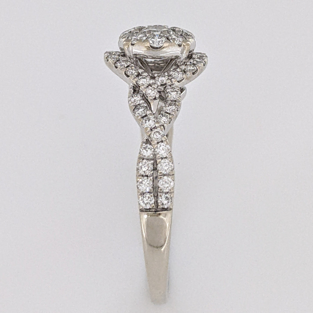 14K WHITE 1.20 CARAT TOTAL WIEGHT I1 H DIAMOND ROUND (59) CLUSTER TWIST ESTATE RING 3.5 GRAMS