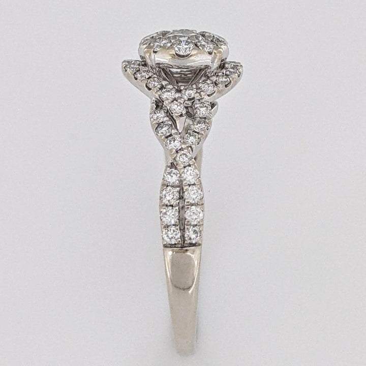 14K WHITE 1.20 CARAT TOTAL WIEGHT I1 H DIAMOND ROUND (59) CLUSTER TWIST ESTATE RING 3.5 GRAMS